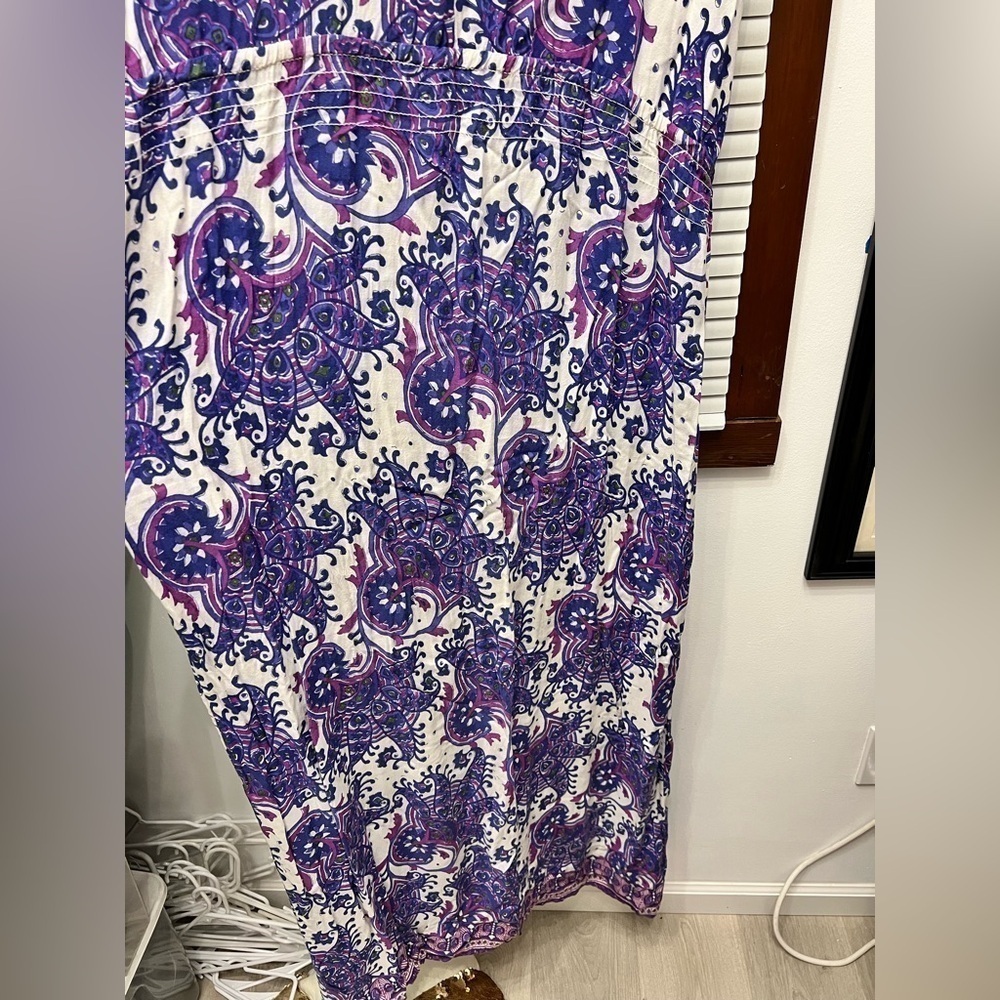 Michael Kors purple Blue Maxi Dress L Short Sleeve Stretch Career $234 NEW - Picture 7 of 7